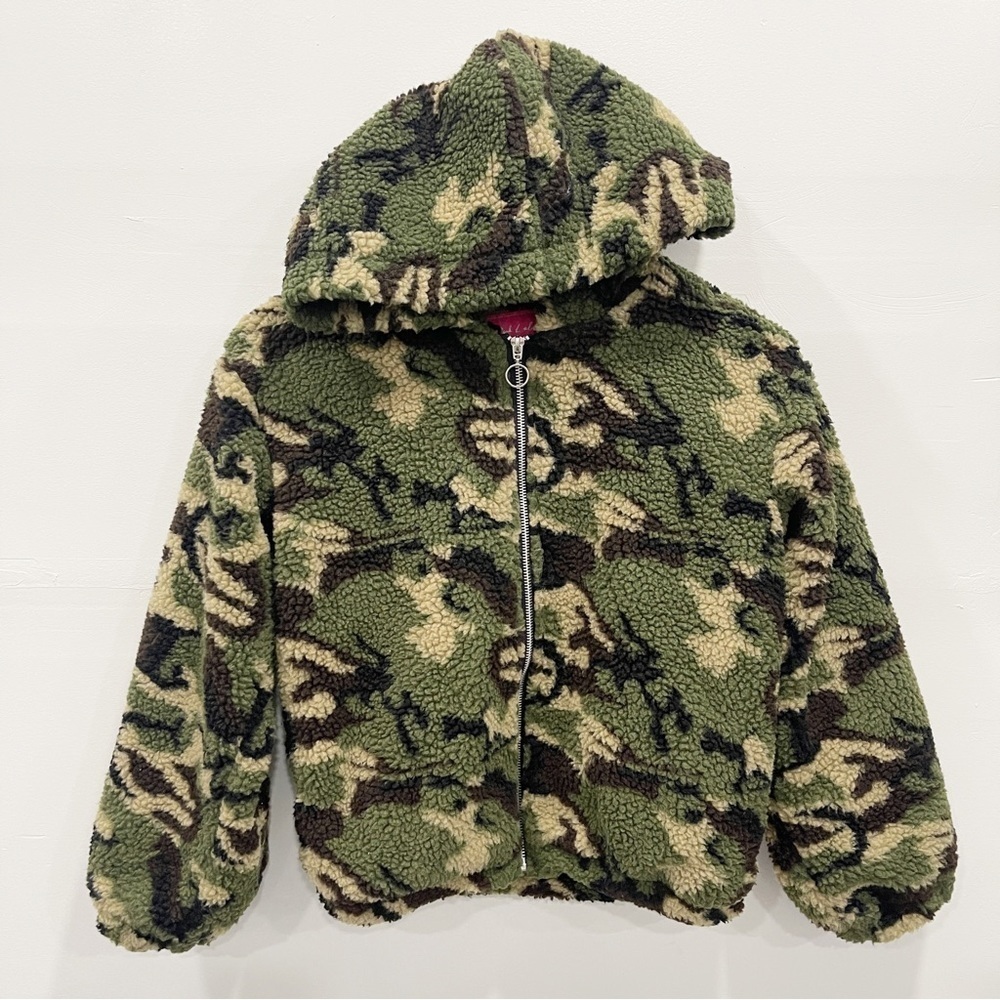 Pink Label Denim Co Camo Full Zip Hooded Fleece Jacket XL 16